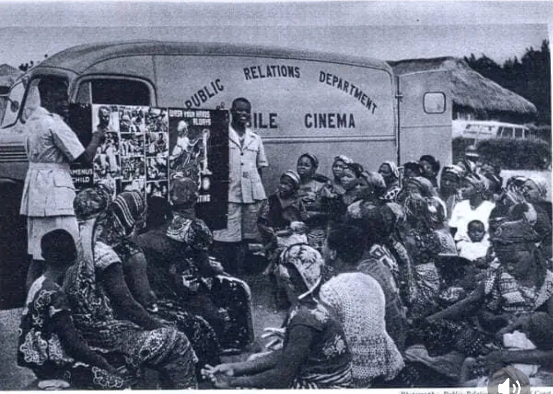 Mobile CinemaOne of the Colonial Film Unit’s “Mobile Cinema” mobile units. Showing “Amenu’s Child’ to a town in the Gold Coast (present-day Akra Ghana) The Establishment of the Gold Coast Film Unit