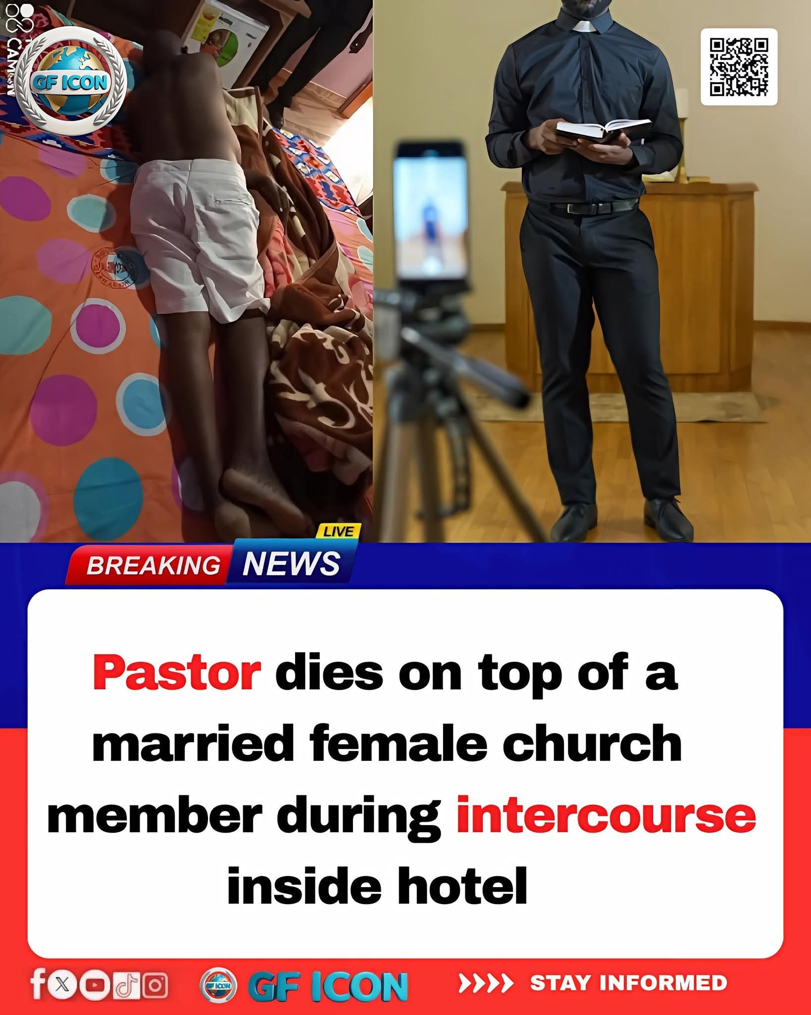 A 43-year-old married Pastor and mother of five, suddenly died in a hotel room, shocking